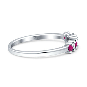 Round Dazzling Eternity Wedding Band Simulated Ruby 925 Sterling Silver Wholesale